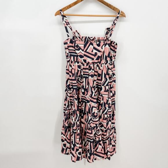 La DoubleJ Dress Mini Pink Black Tiered Summer Smocked Swing Medium - Picture 3 of 15